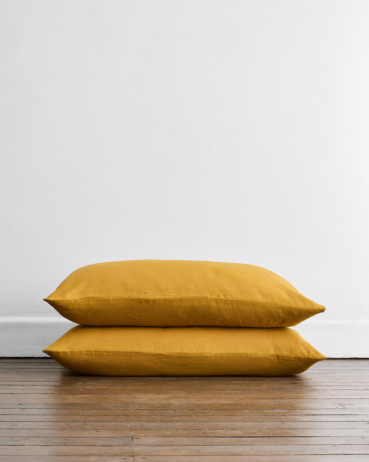 Turmeric 100% French Flax Linen King Pillowcases (Set of Two