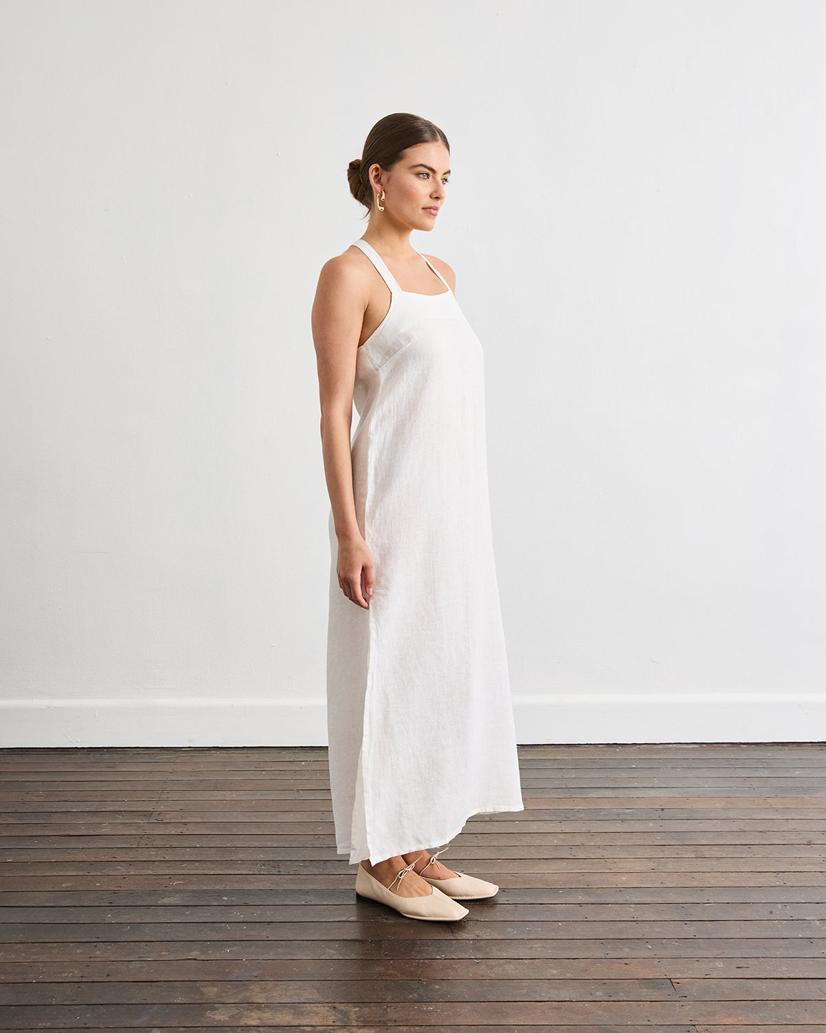 chinese dress ladies Verlaine White Linen Blend Maxi Dress - US 14 main image 0