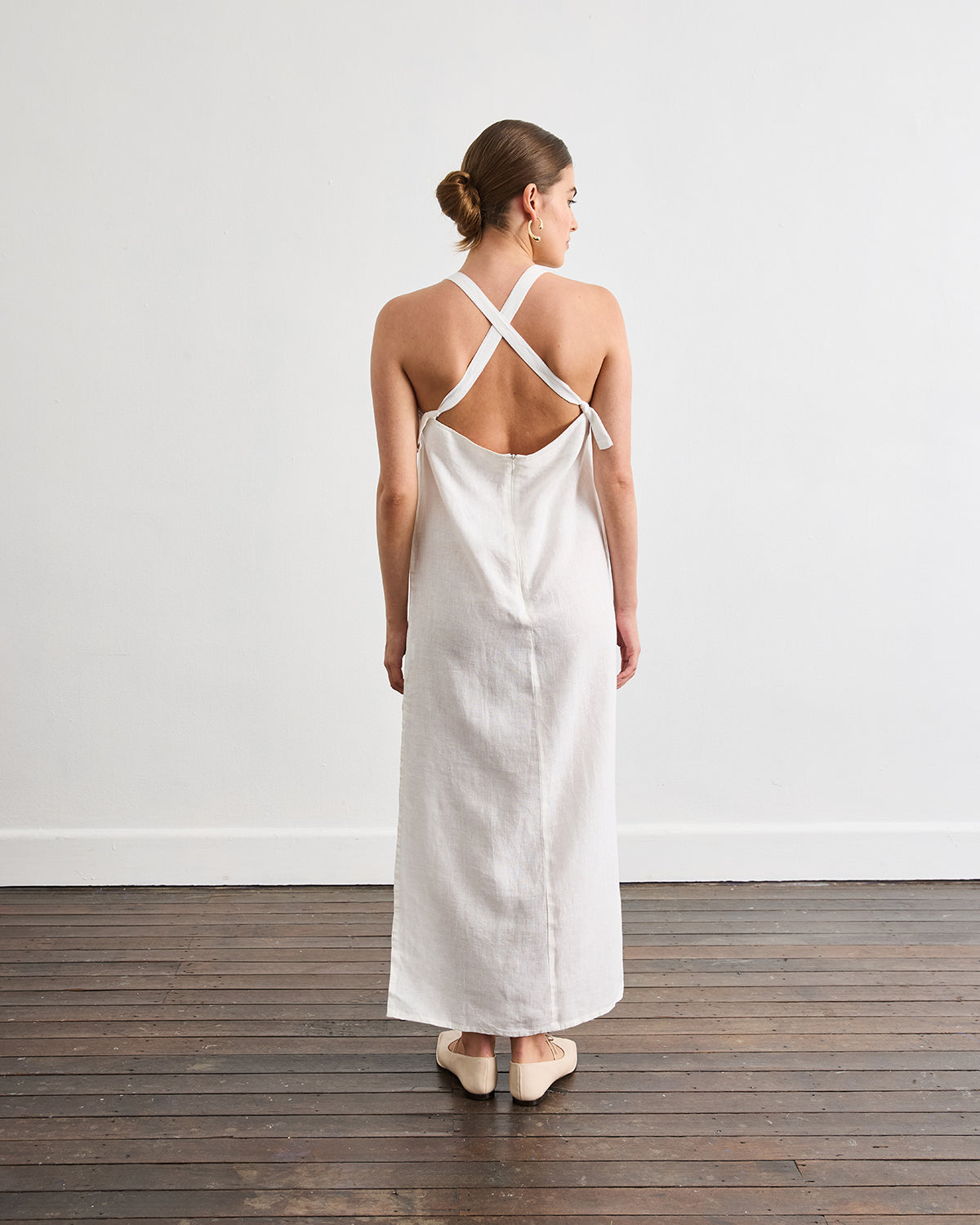 Boulevard Linen Maxi Dress in White Bed Threads Boulevard Linen Maxi Dress in White Bed Threads