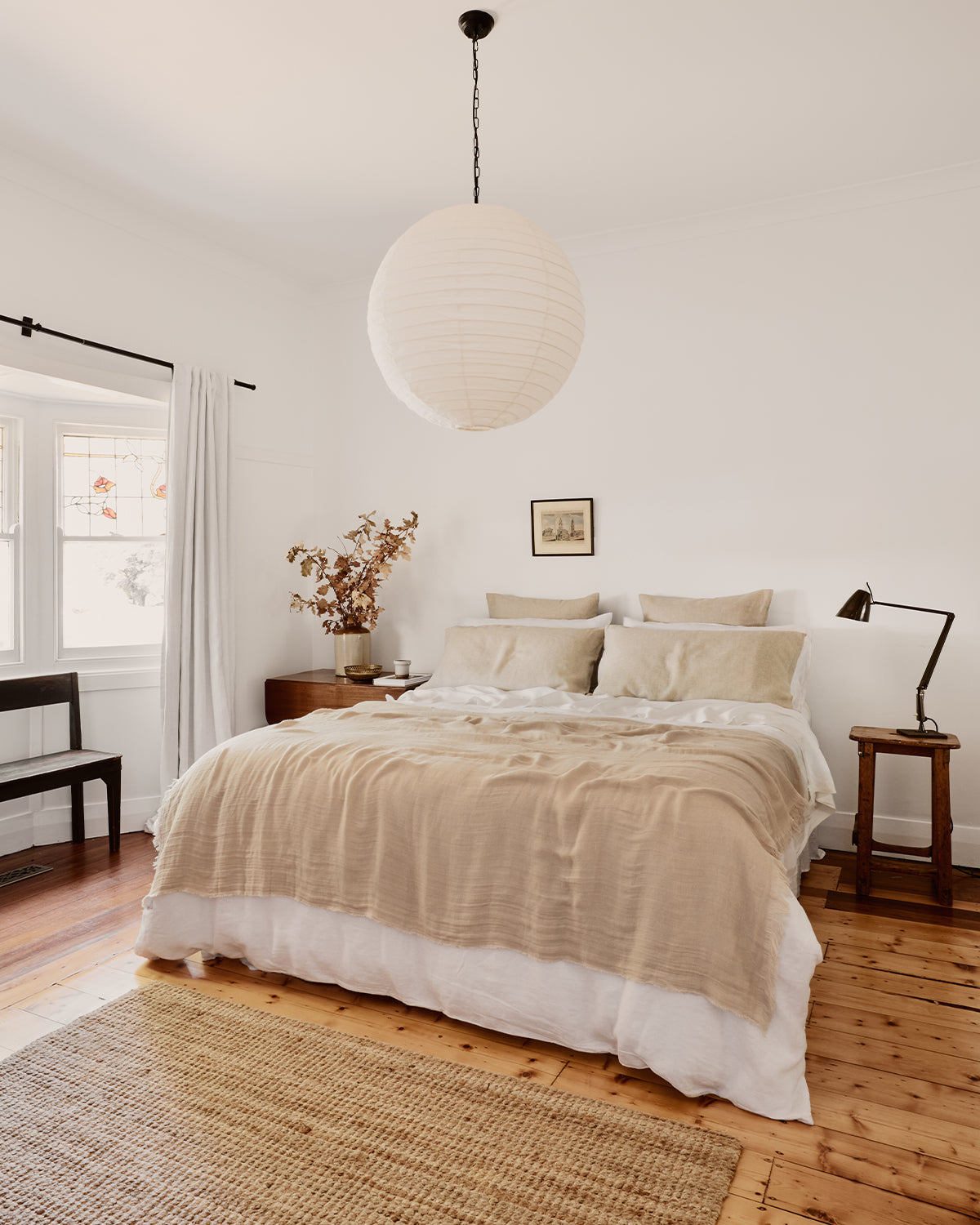 100% French Flax Linen Muslin Throws – Oatmeal Bed Threads