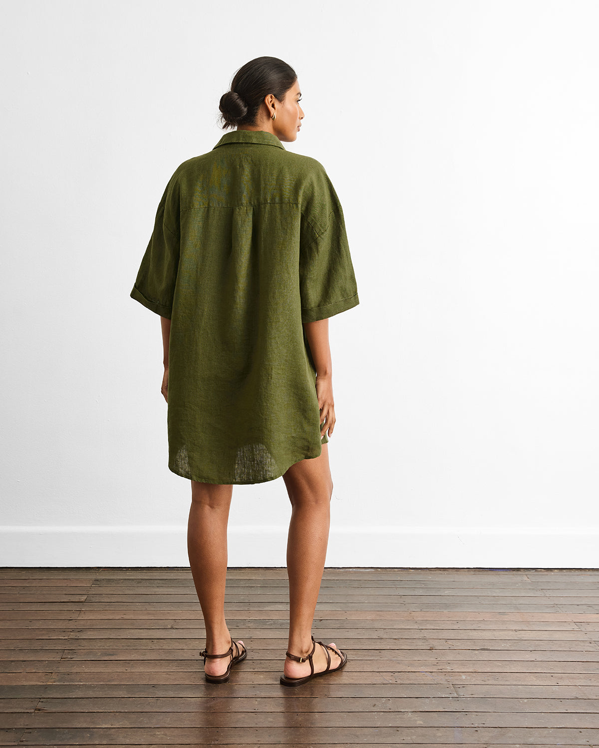 olive green linen shirt dress Olive Green Linen Dress Anna