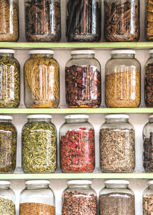 herbs in jars