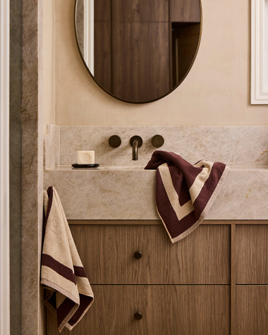 Crème & Cacao Two-Toned 100% Cotton Terry Hand Towel (Set of Two)