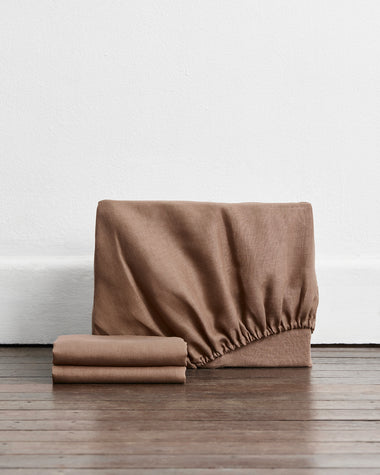 Portobello 100% French Flax Linen Fitted Sheet Set