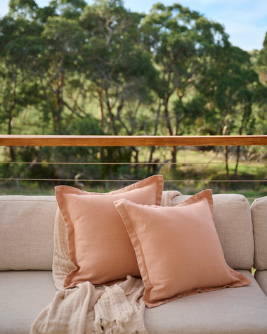 Terracotta 100% French Flax Linen Cushion Cover