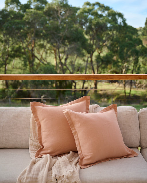Terracotta 100% French Flax Linen Cushion Cover