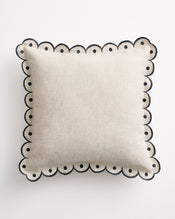 Oatmeal & Charcoal 100% French Flax Linen Arch Cushion Cover - view