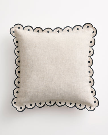 Oatmeal & Charcoal 100% French Flax Linen Arch Cushion Cover