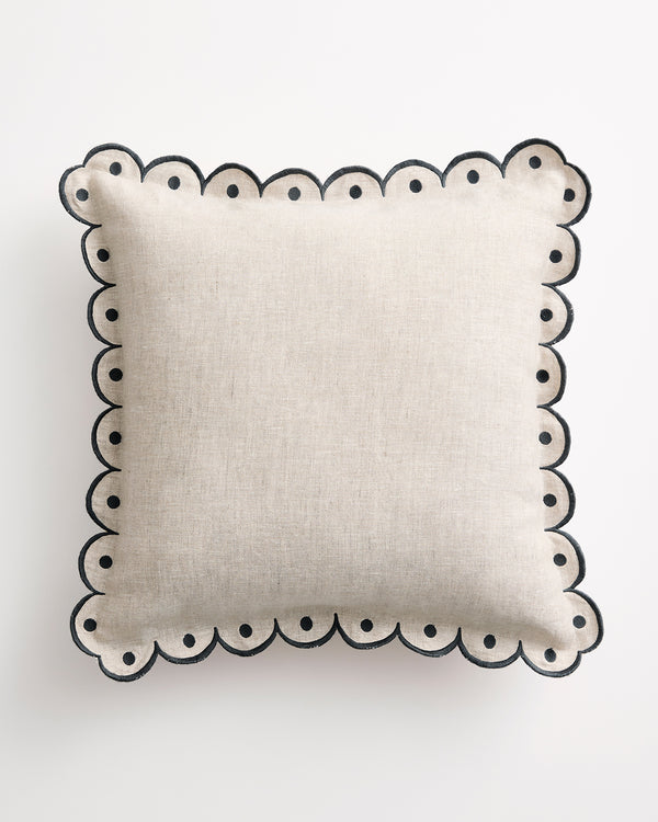 Oatmeal & Charcoal 100% French Flax Linen Arch Cushion Cover