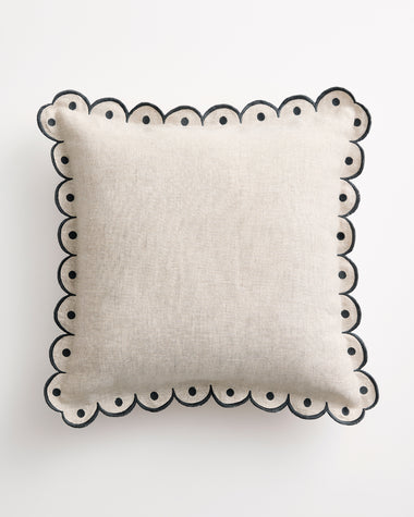 Oatmeal & Charcoal 100% French Flax Linen Arch Cushion Cover