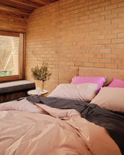 Oyster, Graphite & Bubblegum 100% Organic Cotton Bedding Bundle - view