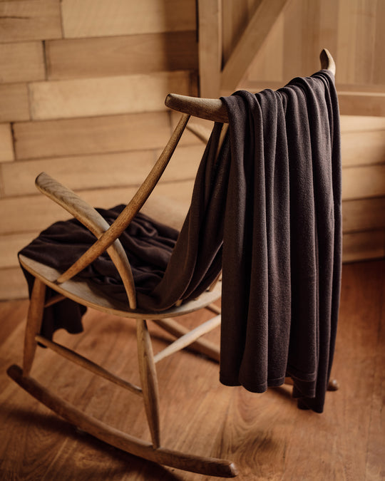 Mocha Cotton & Wool Mix Blanket