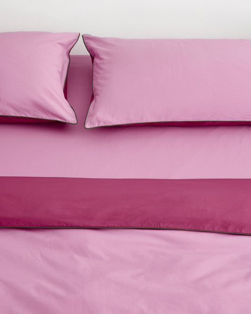 Berry, Bubblegum & Moss Piped 100% Organic Cotton Duvet Cover