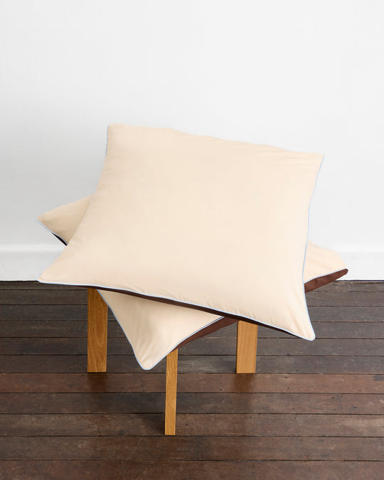 Espresso, Vanilla & Sky Piped 100% Organic Cotton European Pillowcases (Set of Two)