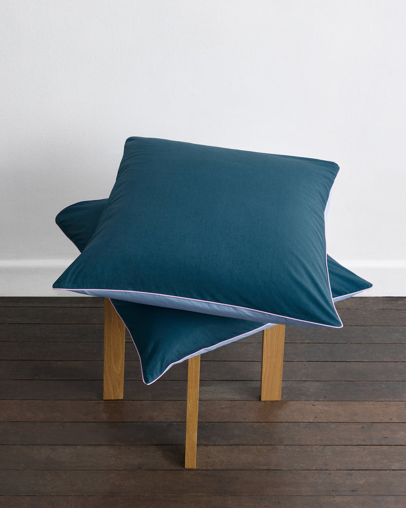 Aegean, Sky & Bubblegum Piped 100% Organic Cotton European Pillowcases (Set of Two)