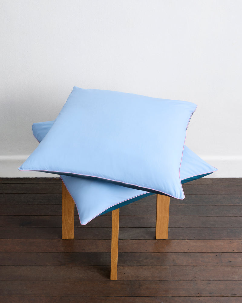 Aegean, Sky & Bubblegum Piped 100% Organic Cotton European Pillowcases (Set of Two)