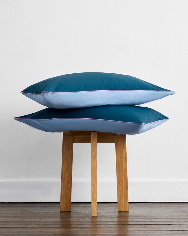 Aegean, Sky & Bubblegum Piped 100% Organic Cotton Pillowcases (Set of Two)