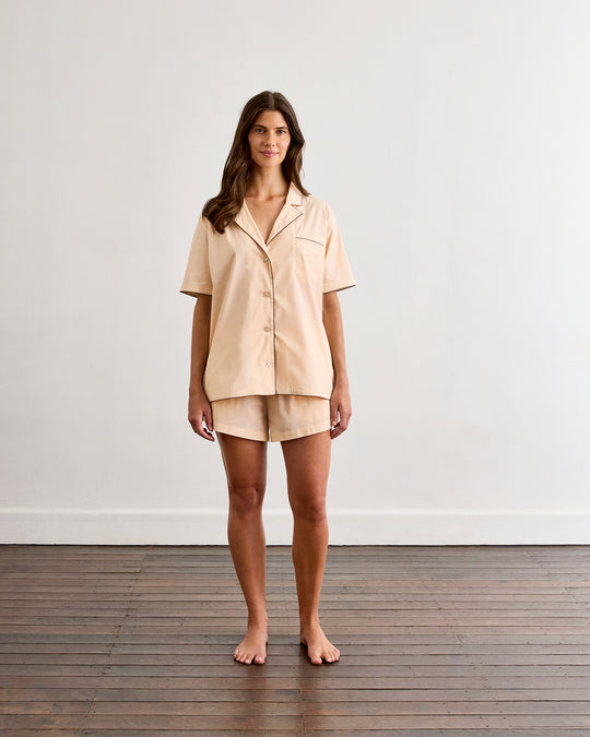 Vanilla & Espresso Piped Short Sleep Set