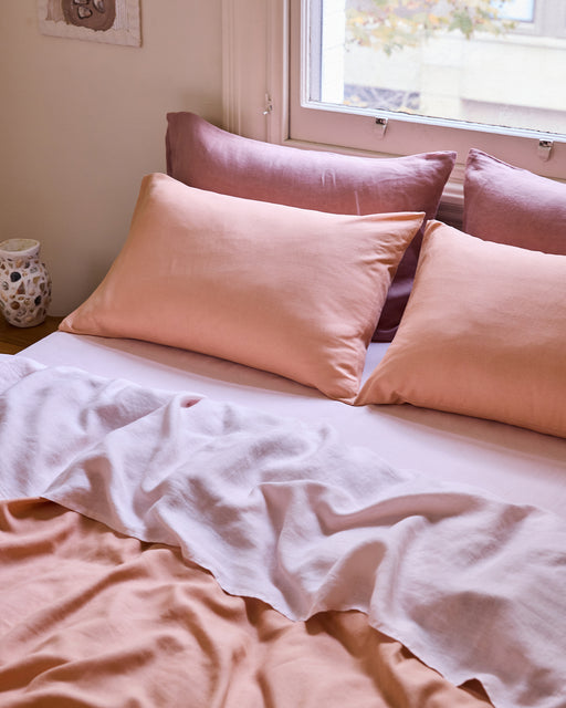 Terracotta, Rosewater & Lavender 100% French Flax Linen Bedding Bundle
