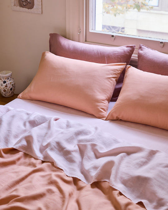 Terracotta, Rosewater & Lavender 100% French Flax Linen Bedding Bundle