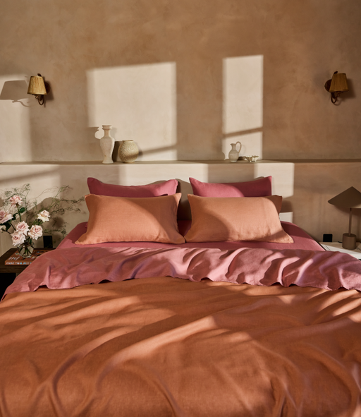 Hazelnut & Pink Clay 100% French Flax Linen Bedding Bundle