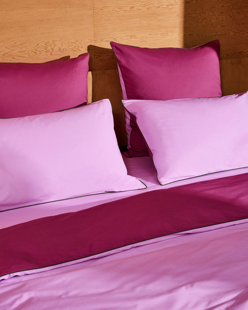 Berry, Bubblegum & Moss Piped 100% Organic Cotton European Pillowcases (Set of Two)