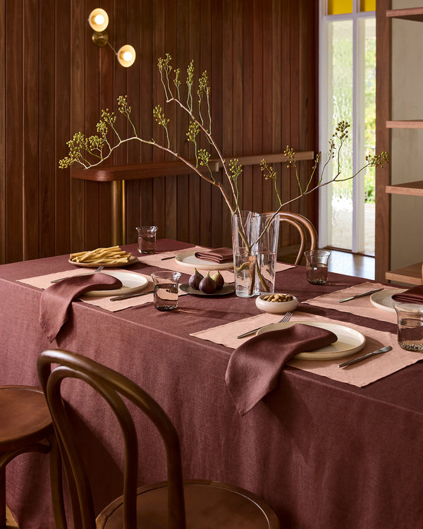 Cacao & Hazelnut 100% French Flax Linen Table Bundle