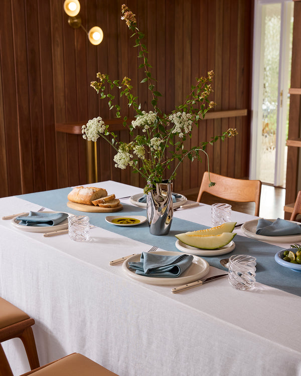 White & Lagoon 100% French Flax Linen Table Bundle