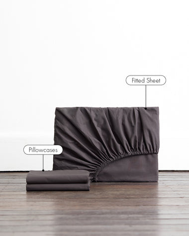 Graphite 100% Organic Cotton Fitted Sheet Set