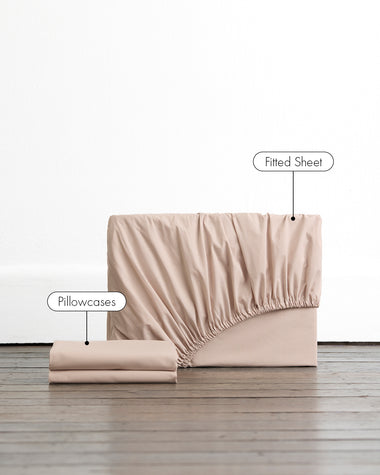 Oyster 100% Organic Cotton Fitted Sheet Set