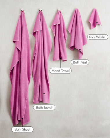 Bubblegum 100% Cotton Terry Bath Sheet Bundle