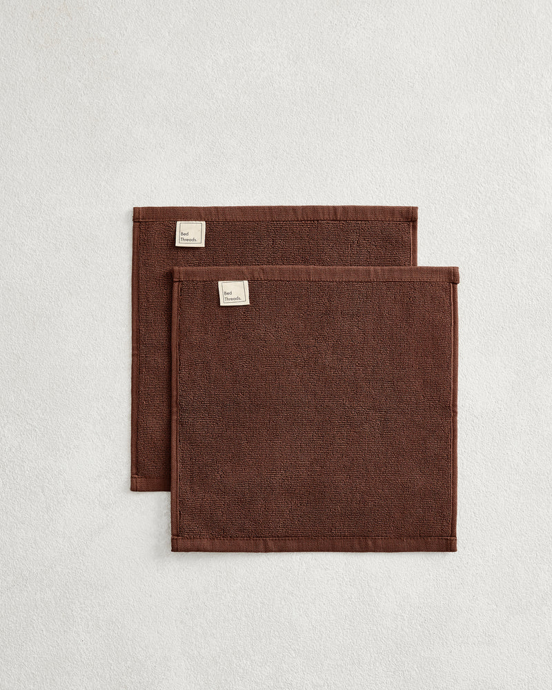 Espresso Terry 100% Cotton Face Washers (Set of Two)