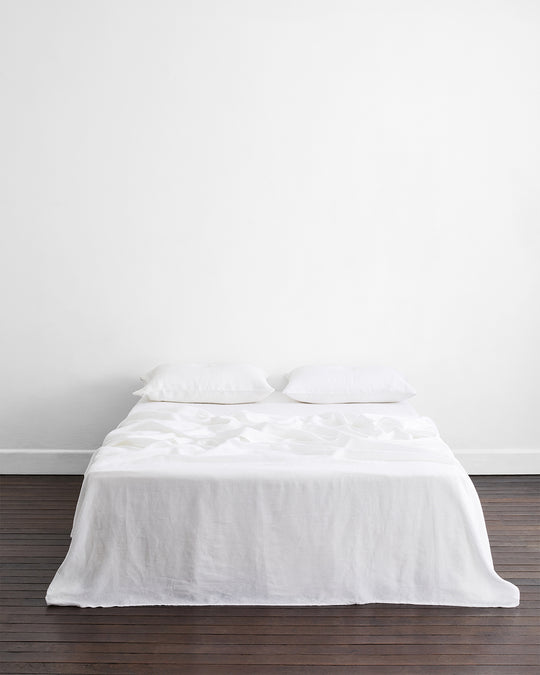 White 100% French Flax Linen King Pillowcases (Set of Two)