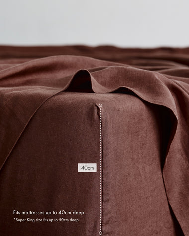 Cacao 100% French Flax Linen Fitted Sheet Set