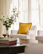 Turmeric & Crème 100% French Flax Linen Swirl Cushion Cover - view