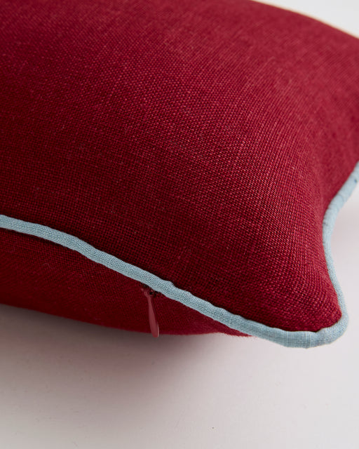 Mulberry & Lagoon 100% French Flax Linen Piped Lumbar Cushion Cover