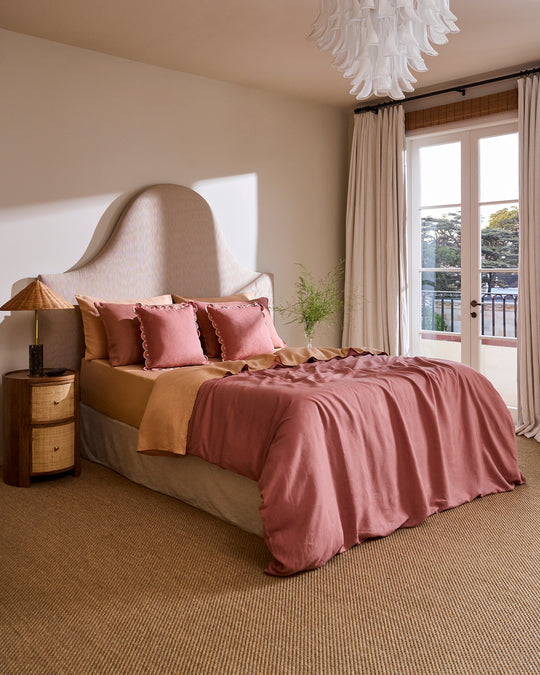 Terracotta 100% French Flax Linen Sheet Set