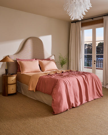 Terracotta & Pink Clay 100% French Flax Linen Swirl Pillowcases (Set of Two)