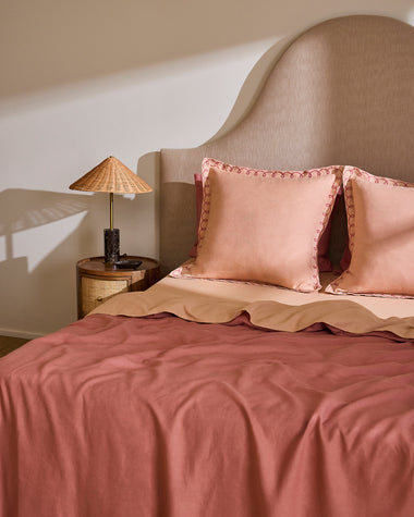 Terracotta & Pink Clay 100% French Flax Linen Swirl European Pillowcases (Set of Two)