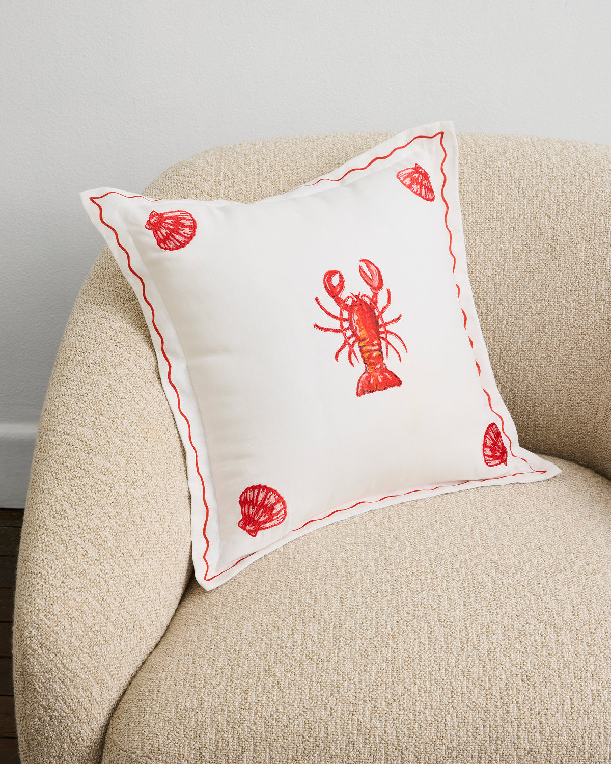 La Sirène 'Lobster' 100% French Flax Linen Cushion Cover