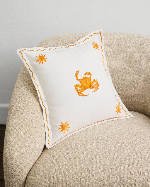 La Sirène 'Crab' 100% French Flax Linen Cushion Cover