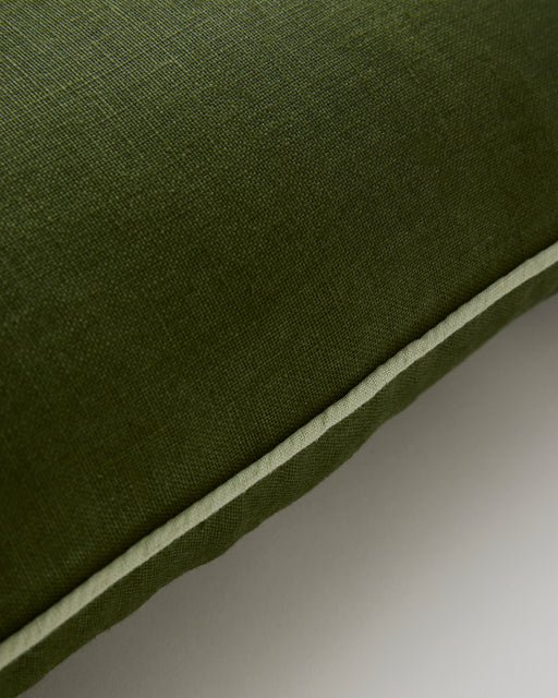 Olive & Sage 100% French Flax Linen Piped Cushion Cover