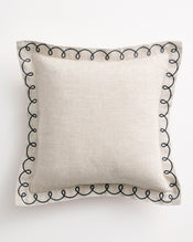 Oatmeal & Charcoal 100% French Flax Linen Swirl Cushion Cover - view