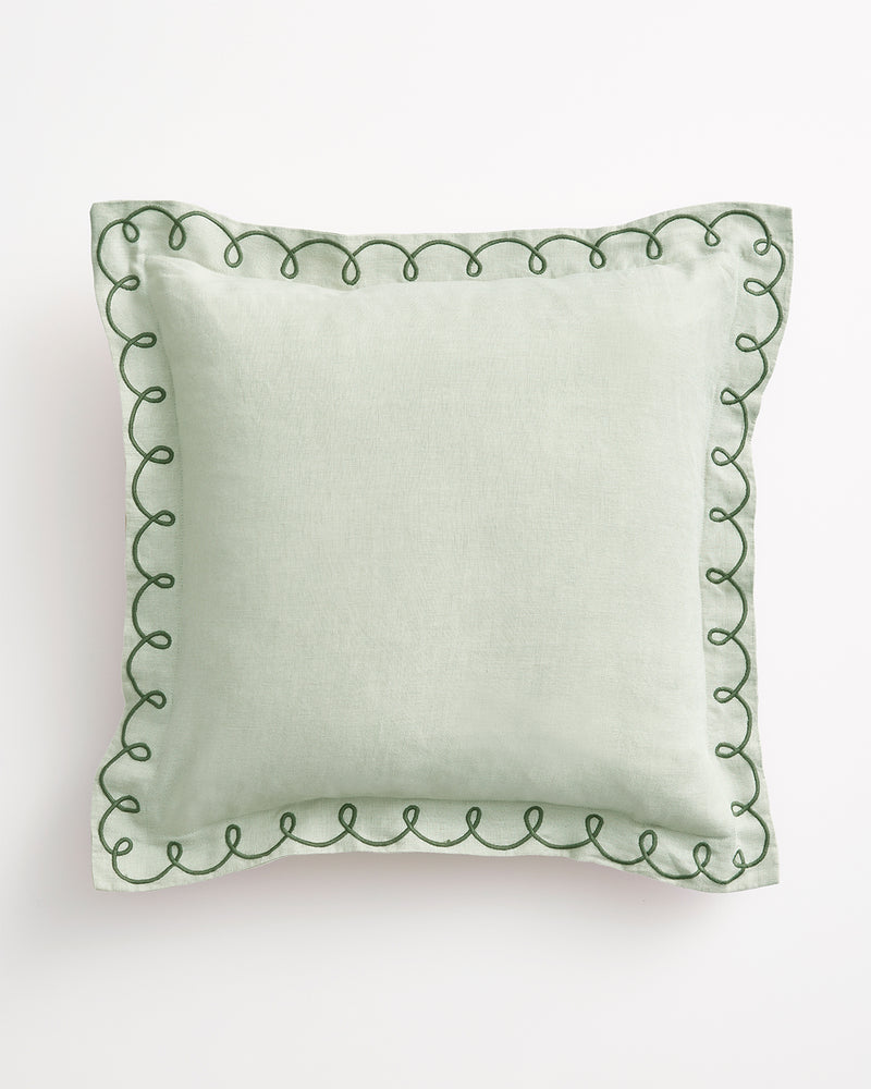 Sage & Olive 100% French Flax Linen Swirl Cushion Cover