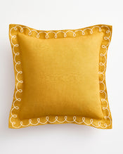 Turmeric & Crème 100% French Flax Linen Swirl Cushion Cover - view
