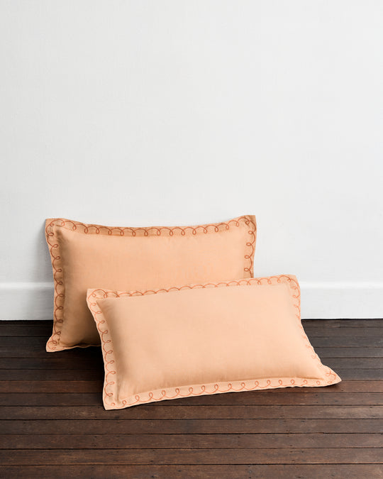 Terracotta & Pink Clay 100% French Flax Linen Swirl Pillowcases (Set of Two)