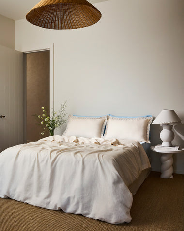 Crème & Coast 100% French Flax Linen Swirl Pillowcases (Set of Two)