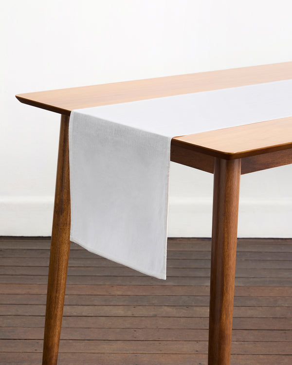 White 100% French Flax Linen Table Runner