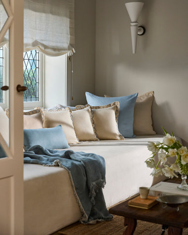 Crème & Coast 100% French Flax Linen Swirl Cushion Cover