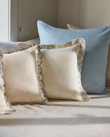 Crème & Coast 100% French Flax Linen Swirl Cushion Cover